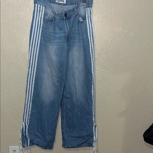 Blue Denim  Jeans with White Stripes